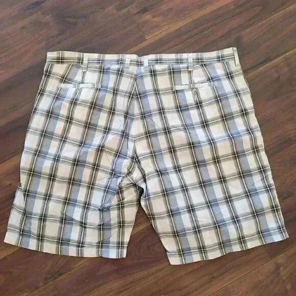 Pronto Uomo Blue Men's White/Blue/Grey Plaid Cotton Shorts - Picture 7 of 8